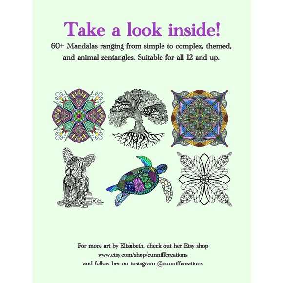 Adult Mandala Coloring Book, Therapeutic Coloring Book, Mindful Coloring Book - Picture 3 of 9